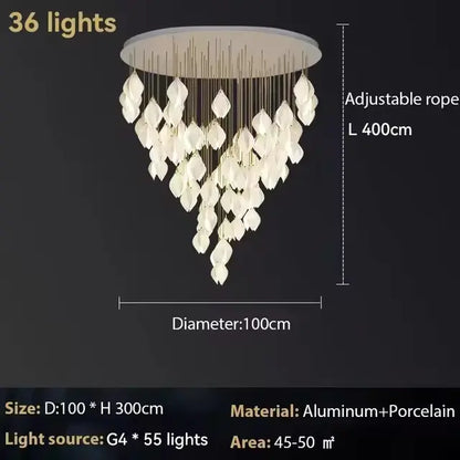 Witte Magnolia Hanglamp Eettafel Woonkamer Kroonluchter Trap Lobby Villa Luxe Plafondverlichting Kamer Decor LED Licht SimpelComfort