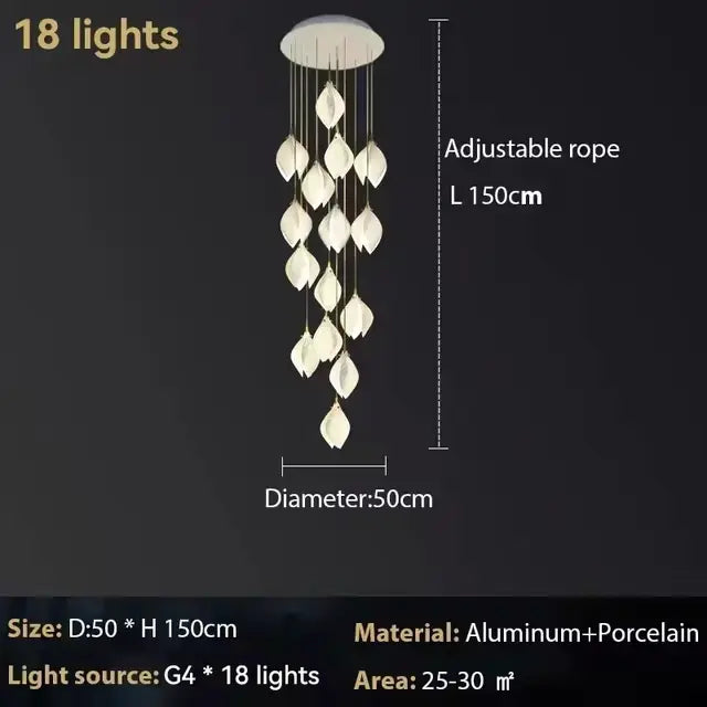 Witte Magnolia Hanglamp Eettafel Woonkamer Kroonluchter Trap Lobby Villa Luxe Plafondverlichting Kamer Decor LED Licht SimpelComfort