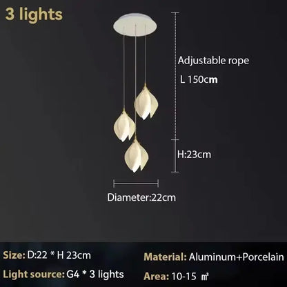 Witte Magnolia Hanglamp Eettafel Woonkamer Kroonluchter Trap Lobby Villa Luxe Plafondverlichting Kamer Decor LED Licht SimpelComfort