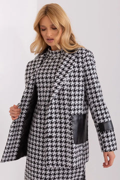 Button-Up Jacket with Long Sleeves, Lined Collar & Eco Leather Trim Lakerta