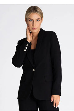 Women's Jacket with Shawl Collar and Decorative Button Figl