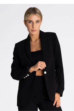 Women's Jacket with Shawl Collar and Decorative Button Figl