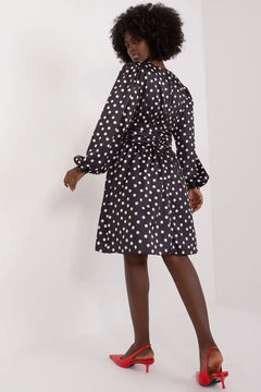 Polka Dot Cocktail Dress with Heart Neckline & Puff Sleeves Lakerta