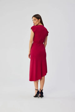 Pencil Dress with Asymmetrical Hem & Bat Sleeves Stylove