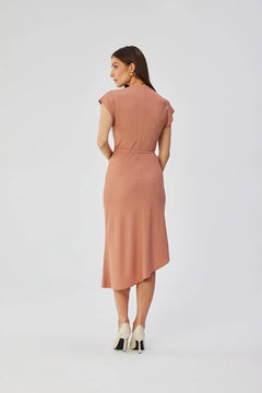 Pencil Dress with Asymmetrical Hem & Bat Sleeves Stylove