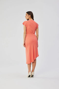 Pencil Dress with Asymmetrical Hem & Bat Sleeves Stylove