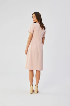 A-Line Dress with Pleated Sides & Teardrop Neckline Stylove