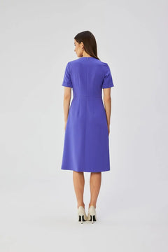 A-Line Dress with Pleated Sides & Teardrop Neckline Stylove