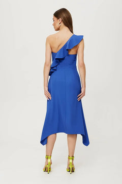 One-Shoulder Waisted Dress with Ruffle Detail & Envelope Skirt Makover