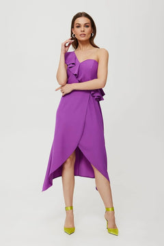 One-Shoulder Waisted Dress with Ruffle Detail & Envelope Skirt Makover