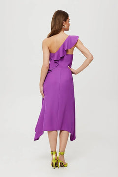 One-Shoulder Waisted Dress with Ruffle Detail & Envelope Skirt Makover