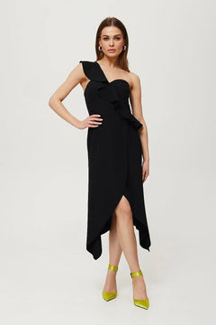 One-Shoulder Waisted Dress with Ruffle Detail & Envelope Skirt Makover