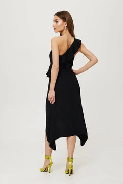 One-Shoulder Waisted Dress with Ruffle Detail & Envelope Skirt Makover