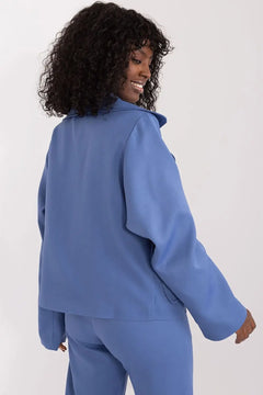 Long-Sleeve Double-Breasted Blazer with Slip Pockets Lakerta