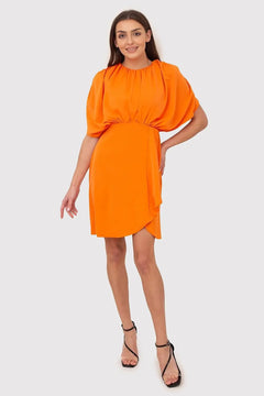 Mini Dress with Decorative Creases, Wide Sleeves & Elastic Waistband Ax Paris