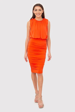 Fitted Midi Dress with Ruffled Bottom and Shoulder Pads Ax Paris