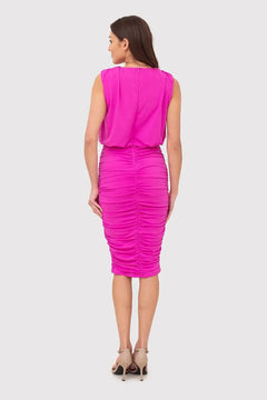 Fitted Midi Dress with Ruffled Bottom and Shoulder Pads Ax Paris