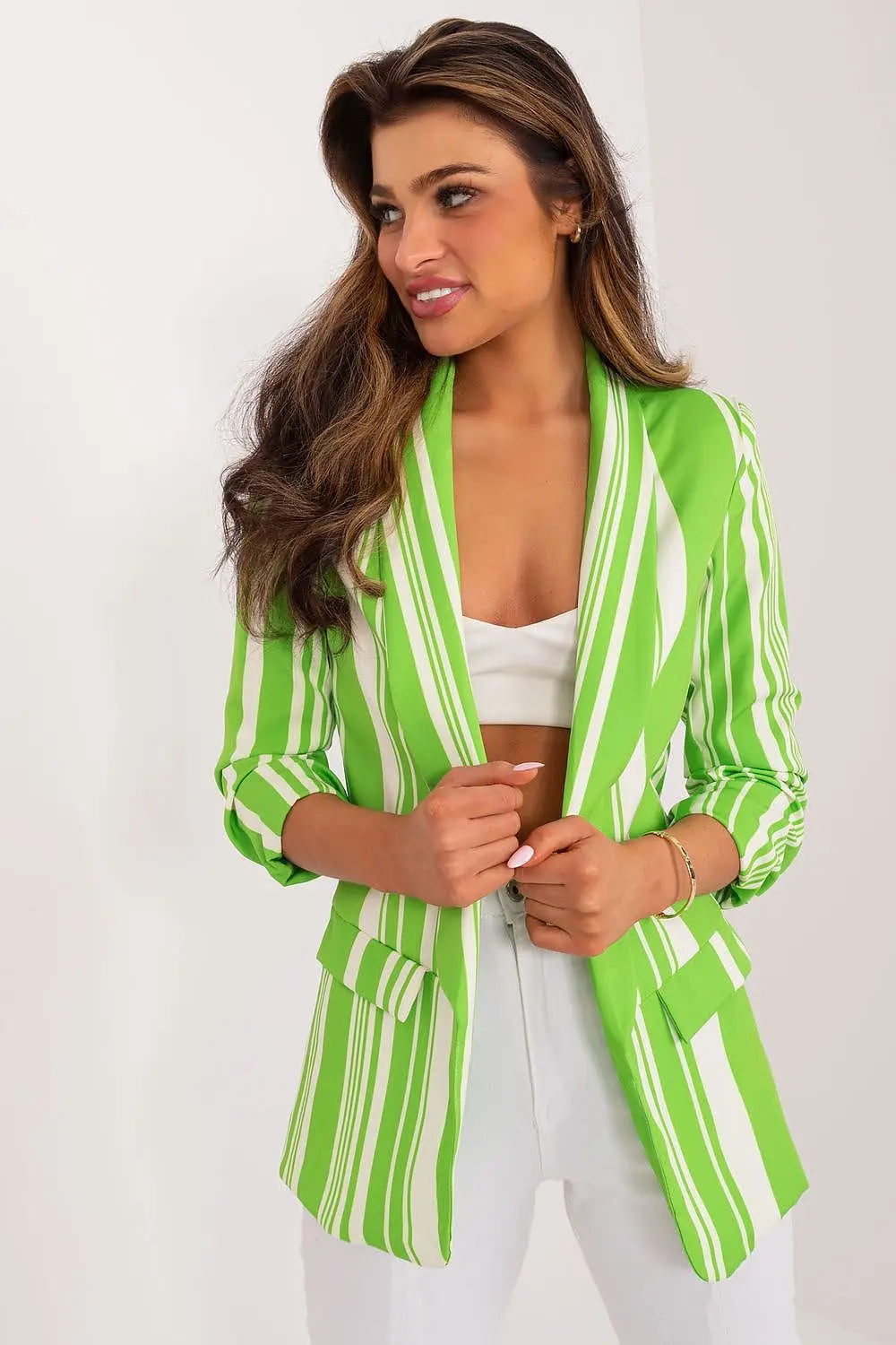 Striped Women's Blazer – Casual & Stylish with 3/4 Sleeves Italy Moda