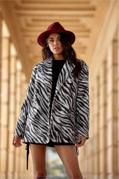 Luna Zebra Print Blazer with Flap Pockets Roco Fashion