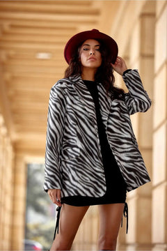 Luna Zebra Print Blazer with Flap Pockets Roco Fashion