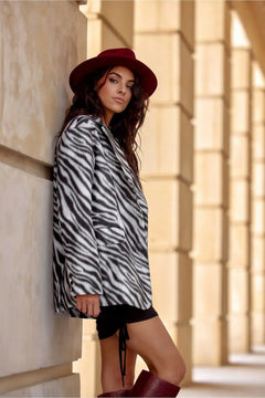 Luna Zebra Print Blazer with Flap Pockets Roco Fashion