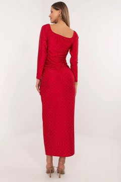 Elegant Pencil Dress with Rhinestones and Long Sleeves for Formal Occasions Italy Moda