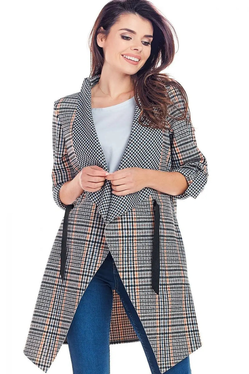 Plaid Jacket with Adjustable Sleeves awama