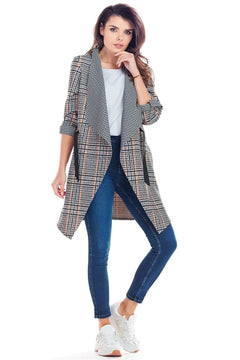 Plaid Jacket with Adjustable Sleeves awama