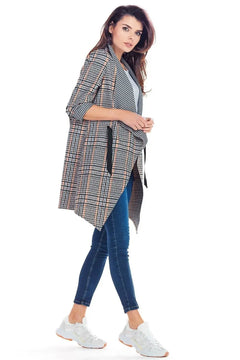 Plaid Jacket with Adjustable Sleeves awama