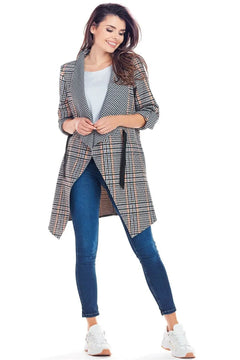 Plaid Jacket with Adjustable Sleeves awama