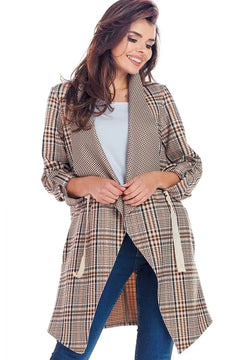 Plaid Jacket with Adjustable Sleeves awama