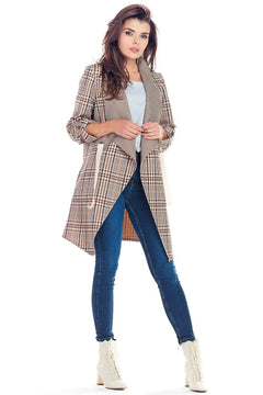 Plaid Jacket with Adjustable Sleeves awama