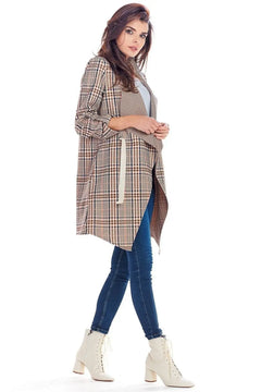 Plaid Jacket with Adjustable Sleeves awama