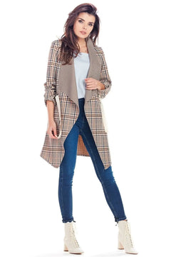 Plaid Jacket with Adjustable Sleeves awama