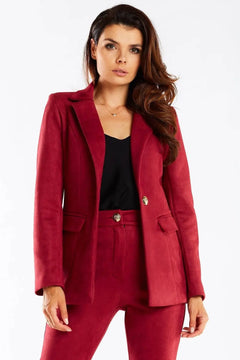 Women's Jacket with Golden Button and Shawl Collar awama