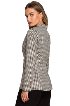 Waist-Length Check Pattern Jacket Stylove