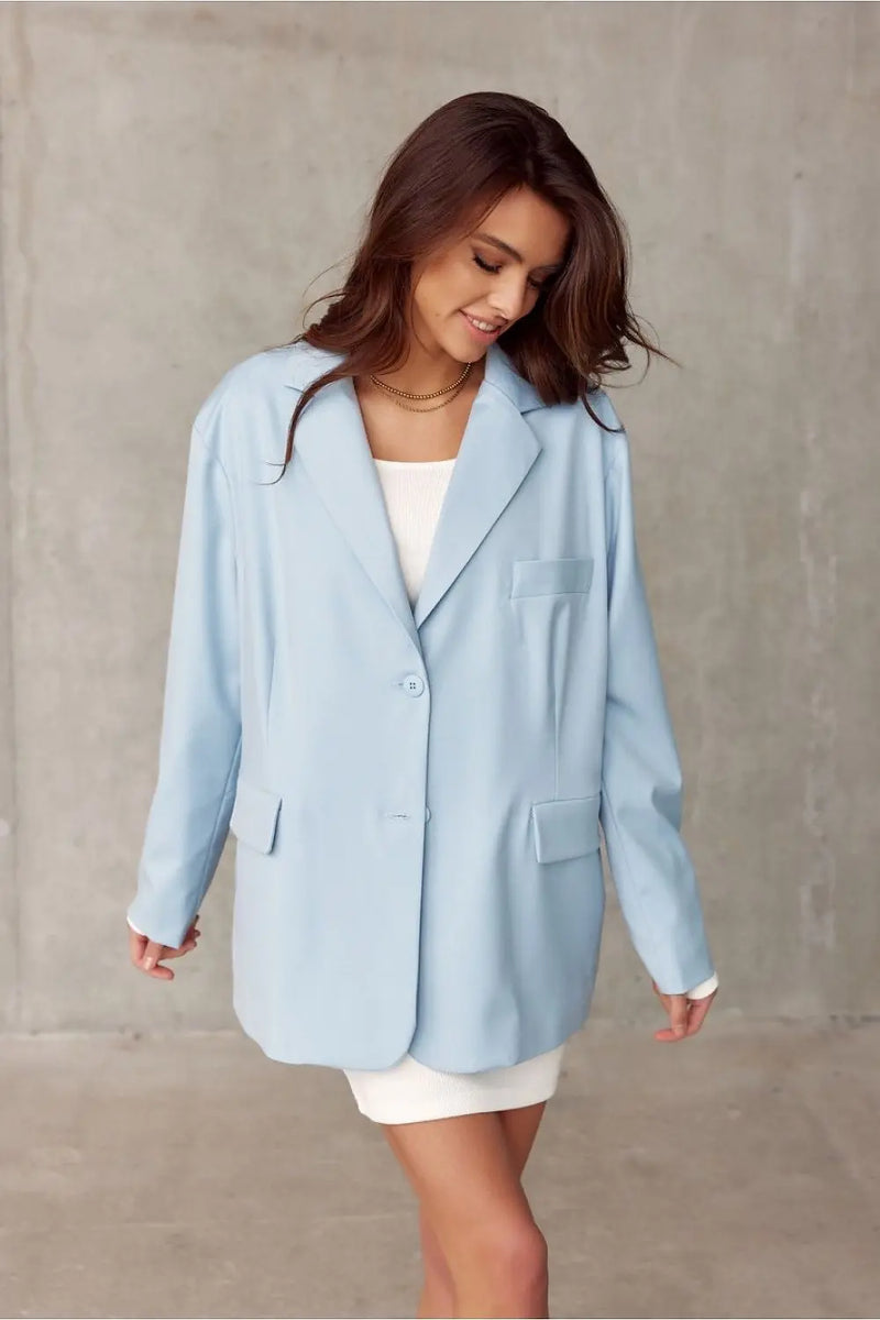 Voluminous Cut Jacket with Button Details Roco Fashion