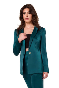 Satin Jacket with Decorative Button Makover