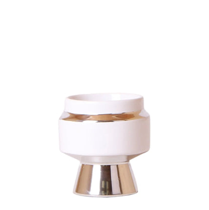 Kolibri Home | Le Chic bloempot - Witte keramieken sierpot met zilveren details - Ø6cm Everspring