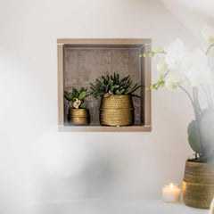 Kolibri Greens | Succulenten set van 2 planten in gouden groove sierpotten - keramiek  potmaat Ø9cm Everspring