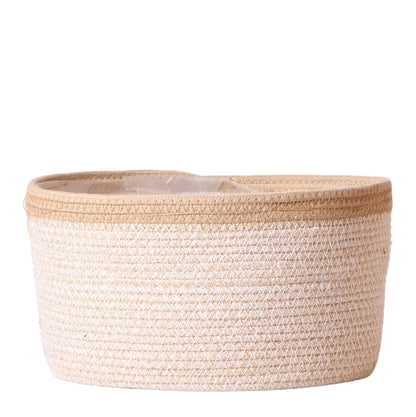 Kolibri Home | Cotton Basket dish wit - Cotton gevlochten schaal met wit detail - potmaat Ø30cm Everspring