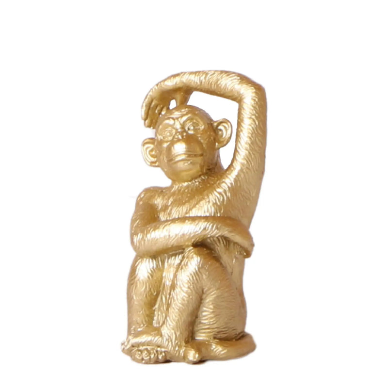 Kolibri Home | Ornament - Decoratie beeld Sitting Monkey - Gold Everspring